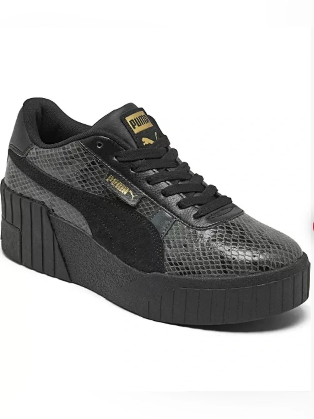 PUMA Cali Wedge Snakeskin Print Sneakers Black size 4
